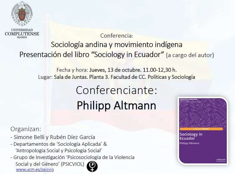 Conferencia : Sociología andina y movimiento indígena Presentación del libro “ Sociology in Ecuador”